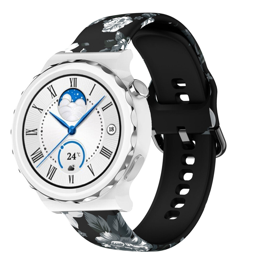 Strap-it Strap-it Grey Flower Huawei Watch GT 3 Pro 43mm Strap Strap-it Strap-it Grey Flower Huawei Watch GT 3 Pro 43mm Strap