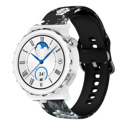 Strap-it Grey Flower Huawei Watch GT 3 Pro 43mm Strap Strap-it Grey Flower Huawei Watch GT 3 Pro 43mm Strap