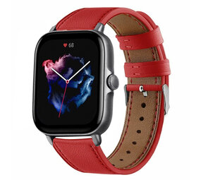 Strap-it Amazfit GTS 3 Leather Strap (Red) Strap-it Amazfit GTS 3 Leather Strap (Red)