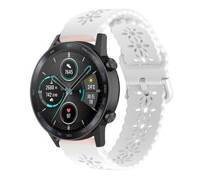 Strap-it Honor Magic Watch 2 42mm Silicone Strap Patterned (White)