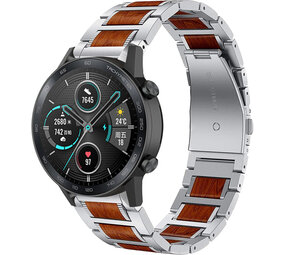Strap-it Honor Magic Watch 2 46mm Wood/Steel Strap (Silver) Strap-it Honor Magic Watch 2 46mm Wood/Steel Strap (Silver)