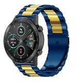 Strap-it Honor Magic Watch 2 Steel Strap (Blue/Gold)