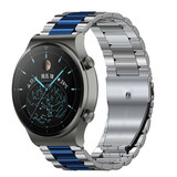 Strap-it Huawei Watch GT 2 Pro Steel Strap (Silver/Blue) Strap-it Huawei Watch GT 2 Pro Steel Strap (Silver/Blue)