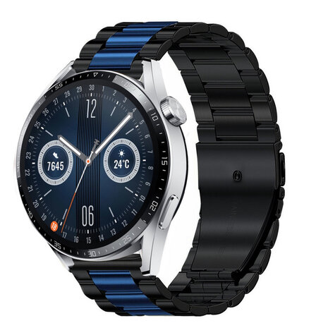 Strap-it Strap-it Huawei Watch GT 3 46mm Steel Strap (Black/Blue) Strap-it Strap-it Huawei Watch GT 3 46mm Steel Strap (Black/Blue)