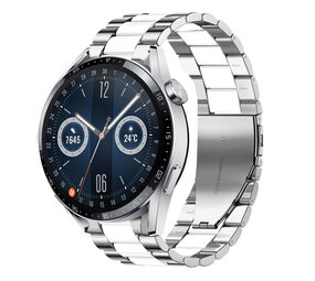 Strap-it Huawei Watch GT 3 46mm Steel Strap (Silver/White) Strap-it Huawei Watch GT 3 46mm Steel Strap (Silver/White)