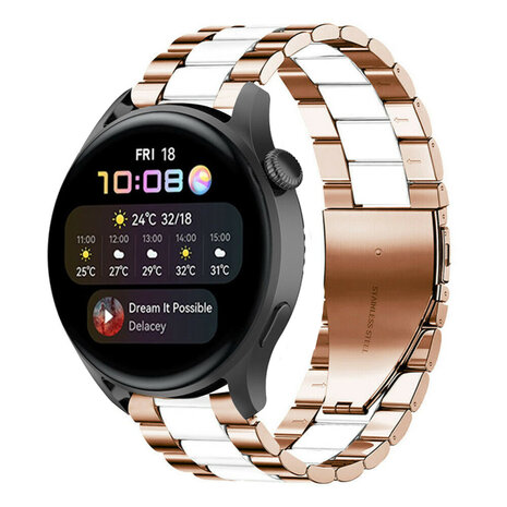 Strap-it Strap-it Huawei Watch 3 (Pro) Steel Strap (Rose Gold/White) Strap-it Strap-it Huawei Watch 3 (Pro) Steel Strap (Rose Gold/White)