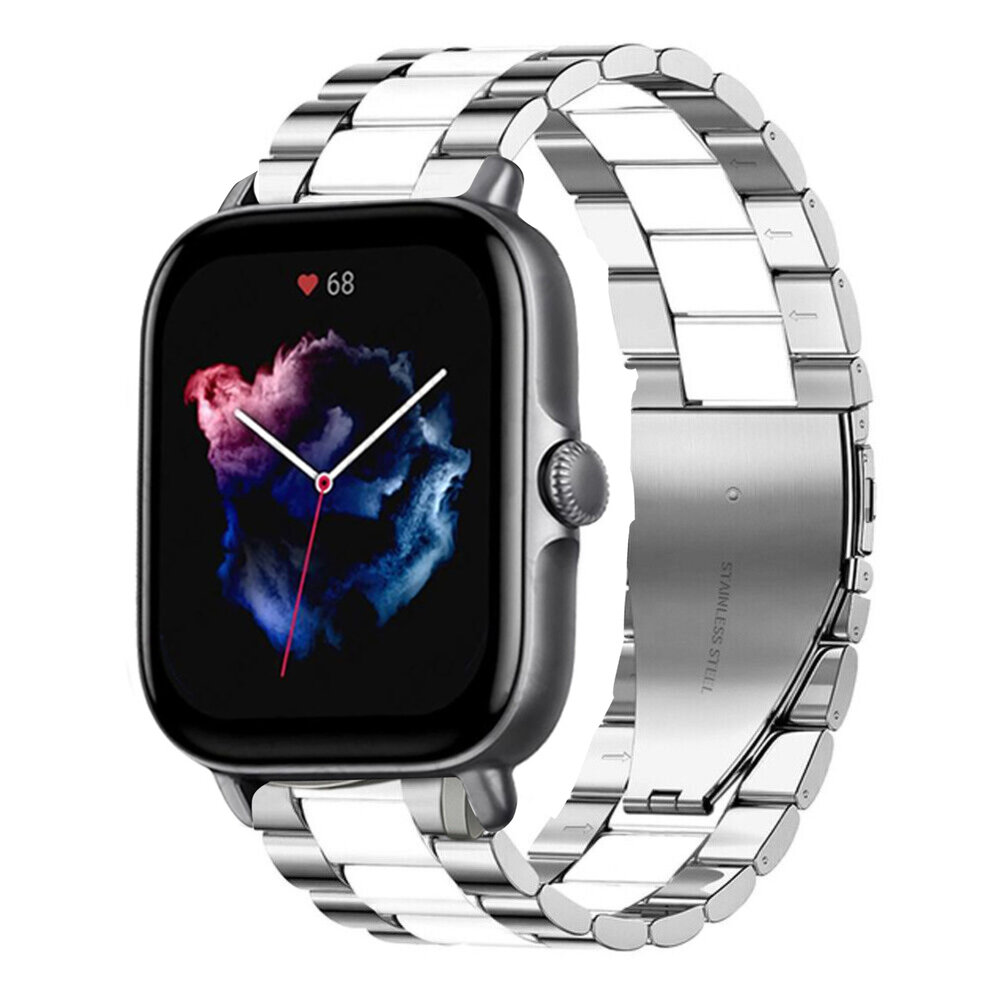 Strap-it Strap-it Amazfit GTS 3 Steel Strap (Silver/White) Strap-it Strap-it Amazfit GTS 3 Steel Strap (Silver/White)