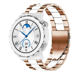 Strap-it Huawei Watch GT 3 Pro 43mm Steel Strap (Rose Gold/White) Strap-it Huawei Watch GT 3 Pro 43mm Steel Strap (Rose Gold/White)