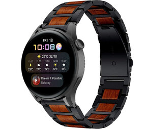 Strap-it Huawei Watch 3 (Pro) Wood/Steel Strap (Black) Strap-it Huawei Watch 3 (Pro) Wood/Steel Strap (Black)