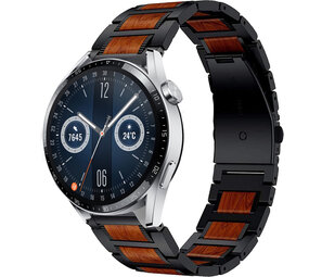 Strap-it Huawei Watch GT 3 46mm Wood/Steel Strap (Black) Strap-it Huawei Watch GT 3 46mm Wood/Steel Strap (Black)