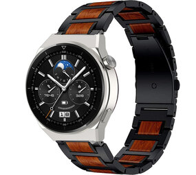 Strap-it Huawei Watch GT 3 Pro 46mm Wood/Steel Strap (Black) Strap-it Huawei Watch GT 3 Pro 46mm Wood/Steel Strap (Black)