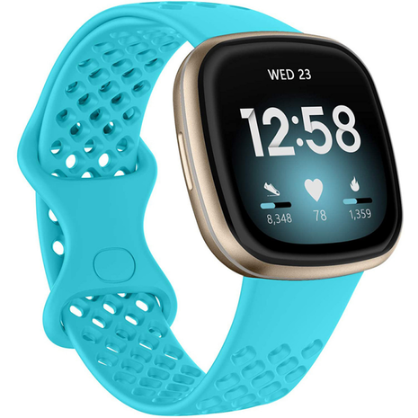 Strap-it Strap-it Fitbit Sense Breathable Silicone Strap (Light Blue)
