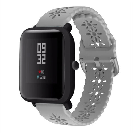 Strap-it Strap-it Xiaomi Amazfit Bip Silicone Strap Patterned (Grey)