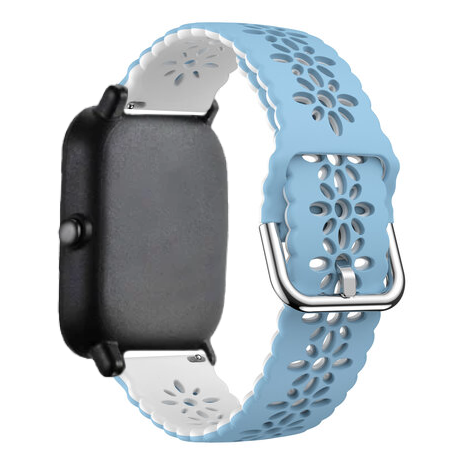 Strap-it Strap-it Amazfit GTS 3 Silicone Strap Patterned (Light Blue/White)