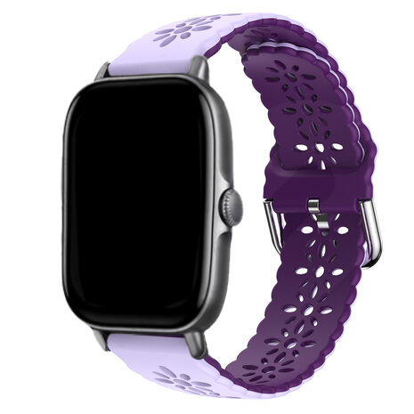 Strap-it Strap-it Amazfit GTS 3 Silicone Strap Patterned (Lilac/Purple)