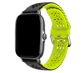 Strap-it Amazfit GTS 3 Silicone Strap Patterned (Black/Green)