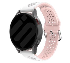 Strap-it Samsung Galaxy Watch 4 - 40mm Silicone Strap Patterned (White/Pink)