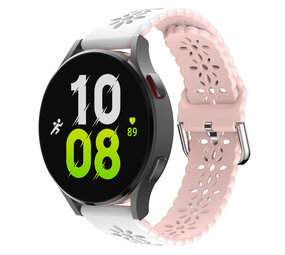 Strap-it Samsung Galaxy Watch 5 - 44mm Silicone Strap Patterned (White/Pink)