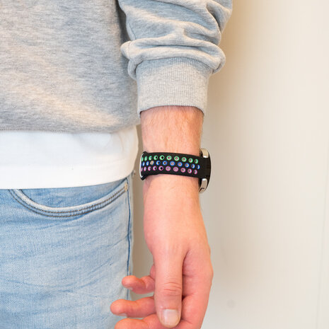 Bandz Bandz Samsung Galaxy Watch 7 - 40mm Sport Strap 'Deluxe' (Black/Rainbow) Bandz Bandz Samsung Galaxy Watch 7 - 40mm Sport Strap 'Deluxe' (Black/Rainbow)