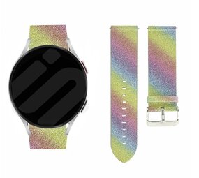Strap-it Samsung Galaxy Watch 7 - 44mm Leather Strap with Glitters (Rainbow) Strap-it Samsung Galaxy Watch 7 - 44mm Leather Strap with Glitters (Rainbow)