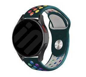 Strap-it Samsung Galaxy Watch 7 - 44mm Sport Strap (Pine Green/Colourful Strap-it Samsung Galaxy Watch 7 - 44mm Sport Strap (Pine Green/Colourful