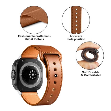 Strap-it Strap-it Samsung Galaxy Watch Ultra Leather Strap (Brown) Strap-it Strap-it Samsung Galaxy Watch Ultra Leather Strap (Brown)