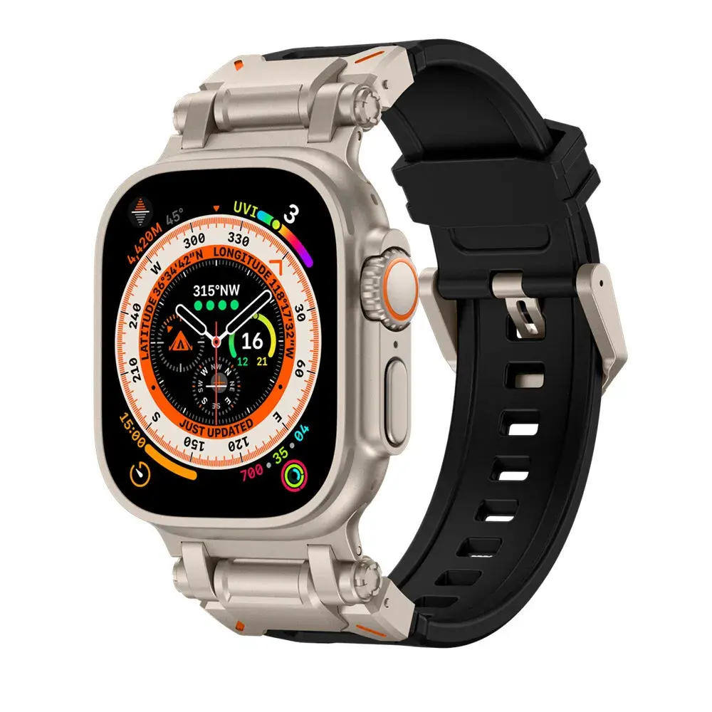 Strap-it Strap-it Apple Watch 'Explorer' TPU Strap (Black met Titanium) Strap-it Strap-it Apple Watch 'Explorer' TPU Strap (Black met Titanium)