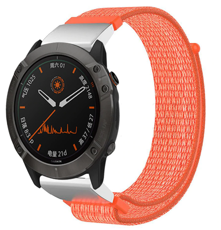 Garmin Quatix 5 6 7 Nylon Strap Orange