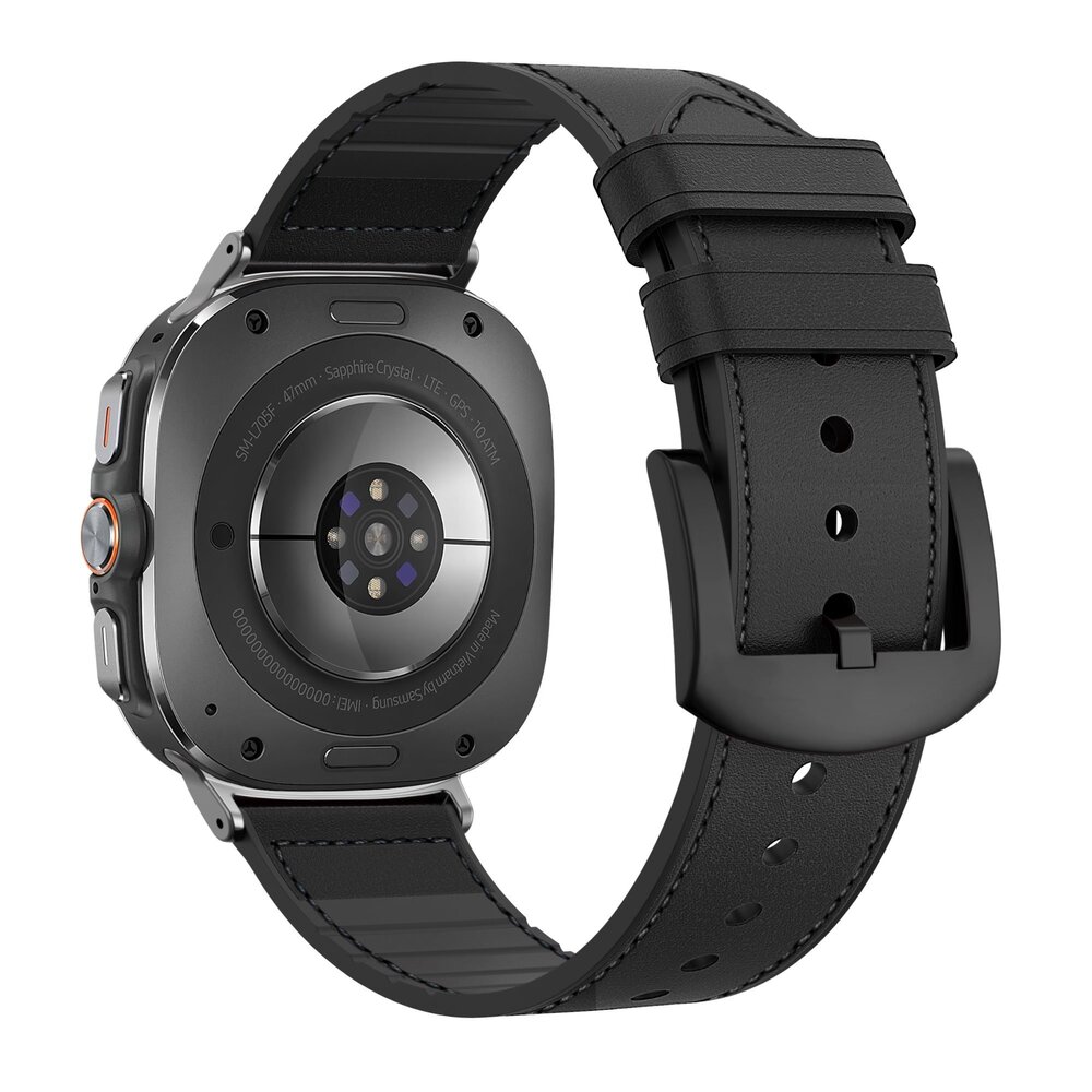 Bandz Bandz Samsung Galaxy Watch Ultra Leather Hybrid Strap with Buckle (Black) Bandz Bandz Samsung Galaxy Watch Ultra Leather Hybrid Strap with Buckle (Black)