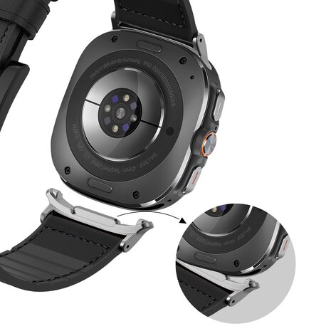 Bandz Bandz Samsung Galaxy Watch Ultra Leather Hybrid Strap with Buckle (Black) Bandz Bandz Samsung Galaxy Watch Ultra Leather Hybrid Strap with Buckle (Black)