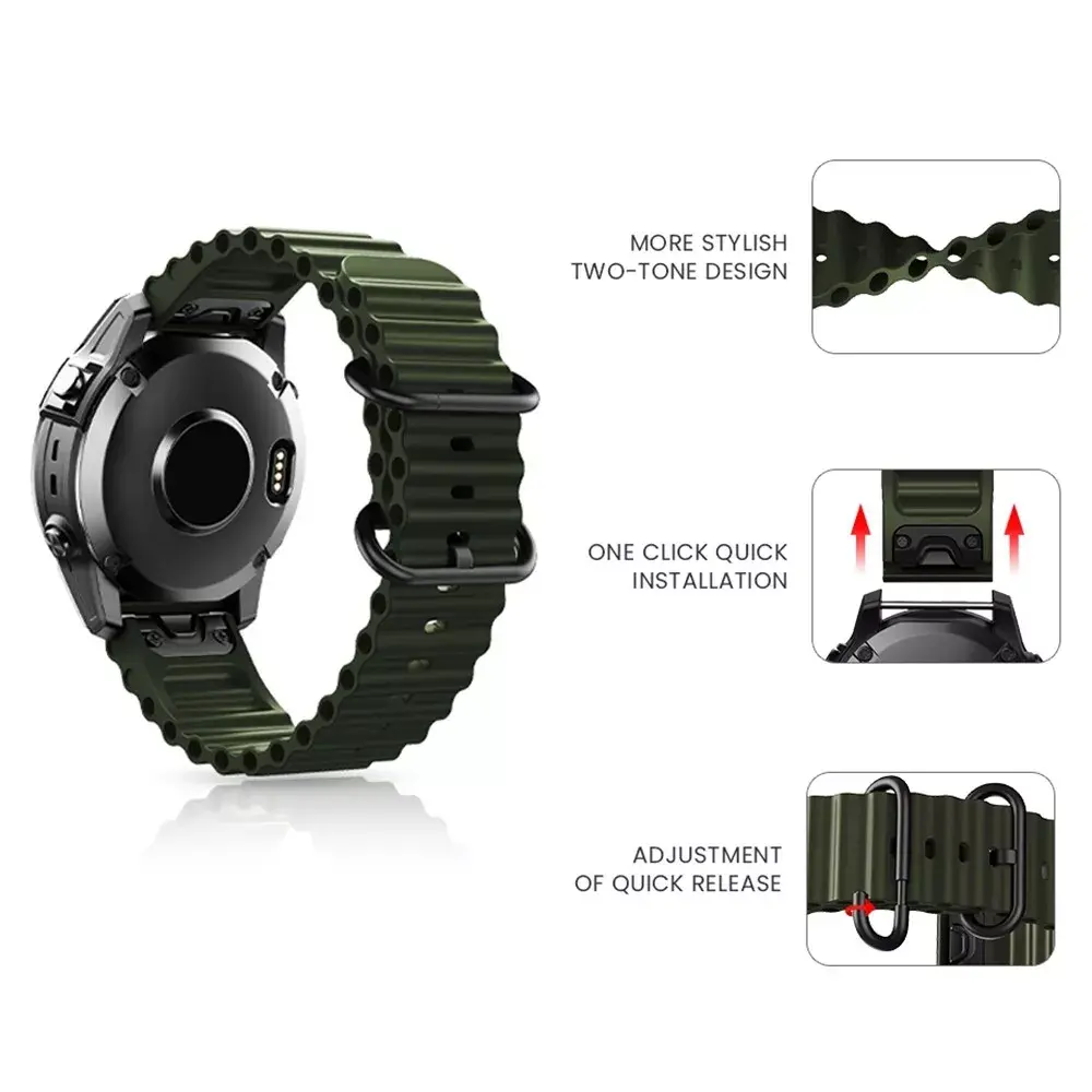 Garmin Fenix 7 Ocean Strap Army Green