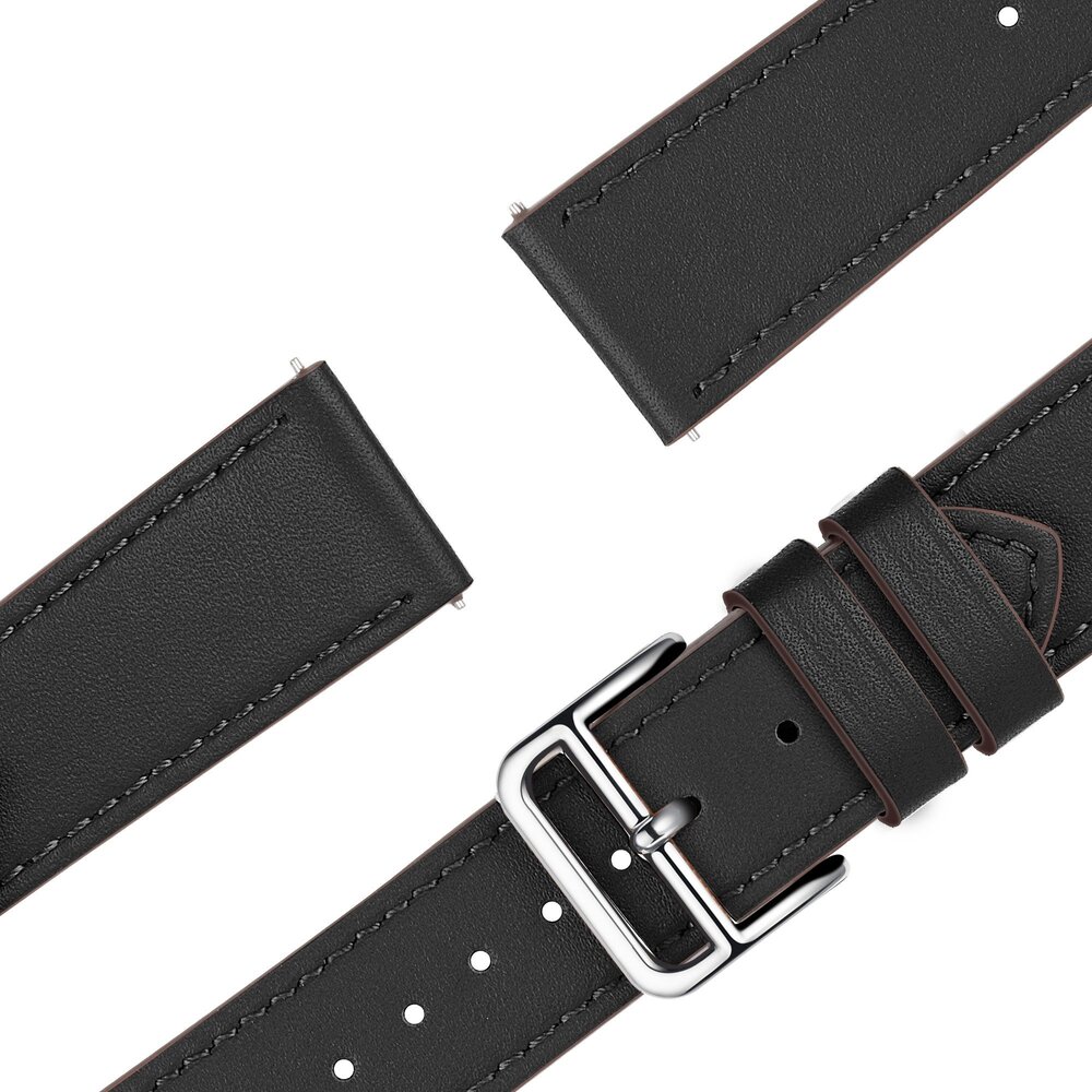 Black leather watch strap sales