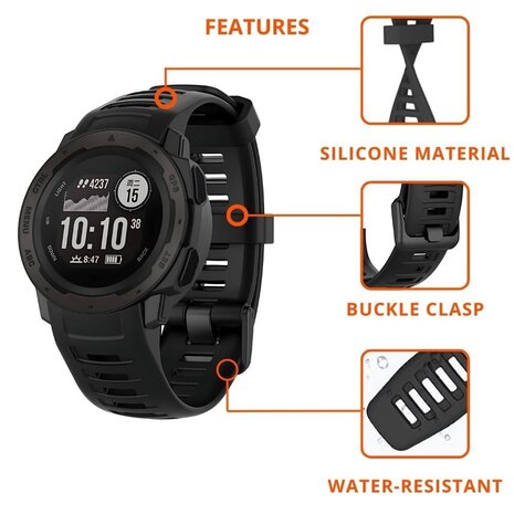 Strap-it Strap-it Garmin Instinct 1/2 Silicone Strap (Black)