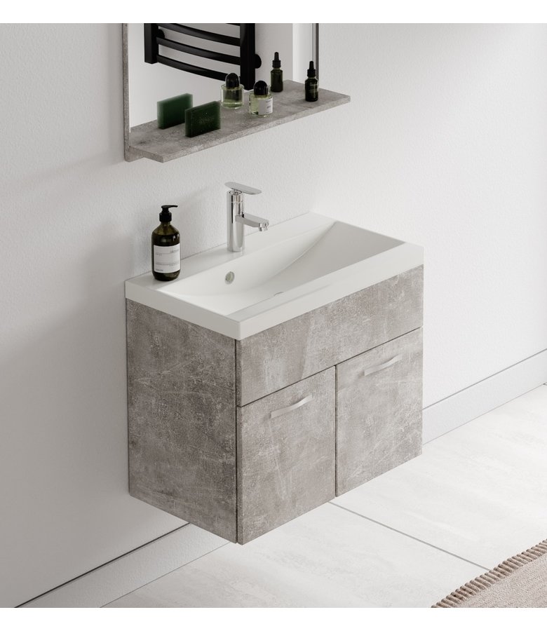 Badkamermeubel Montreal 02 60cm met spiegel - beton grijs