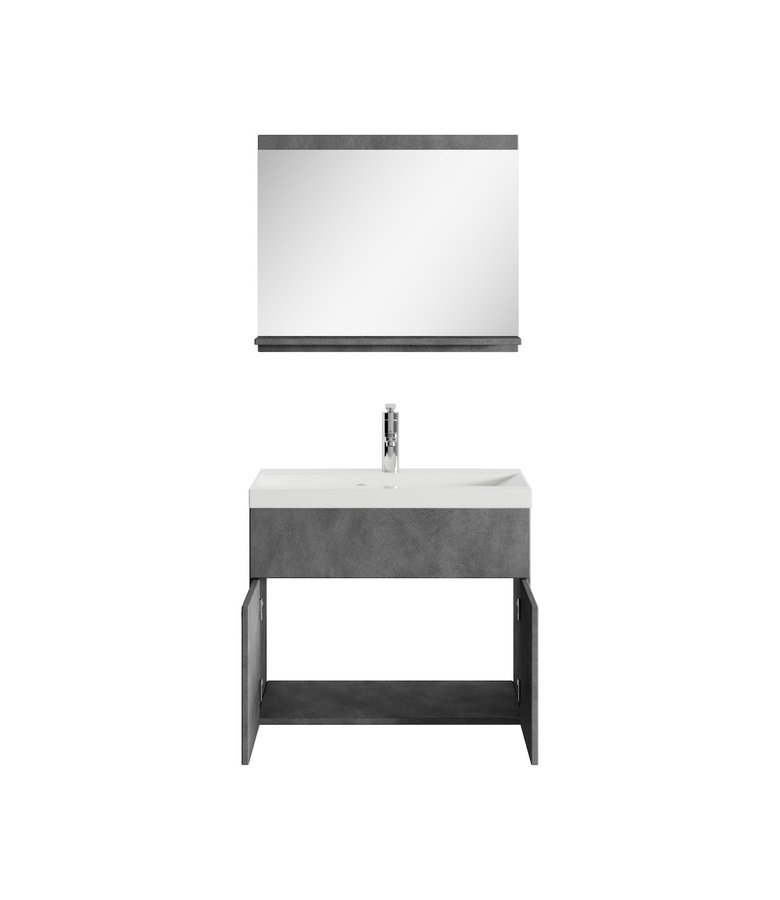 Badkamermeubel Montreal 02 60cm met spiegel - donker grijs