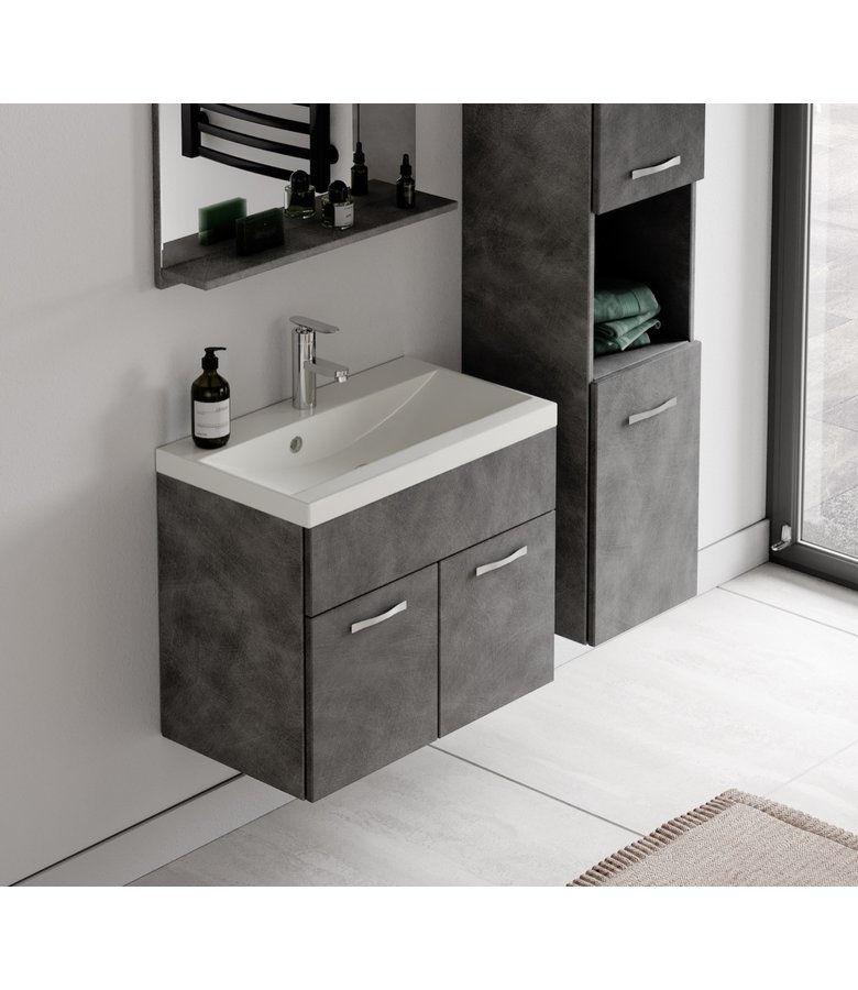 Badkamermeubel Montreal 02 60cm met spiegel - donker grijs