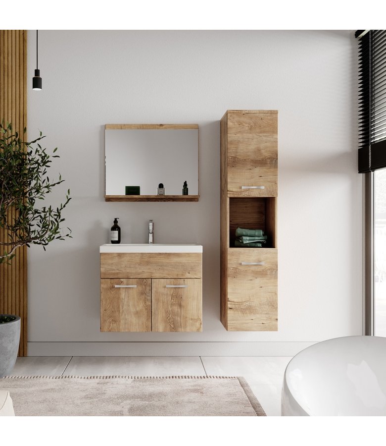 Badkamermeubel Montreal 60cm complete set - kastanje eiken