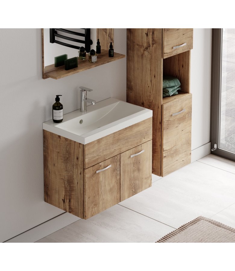 Badkamermeubel Montreal 60cm complete set - kastanje eiken