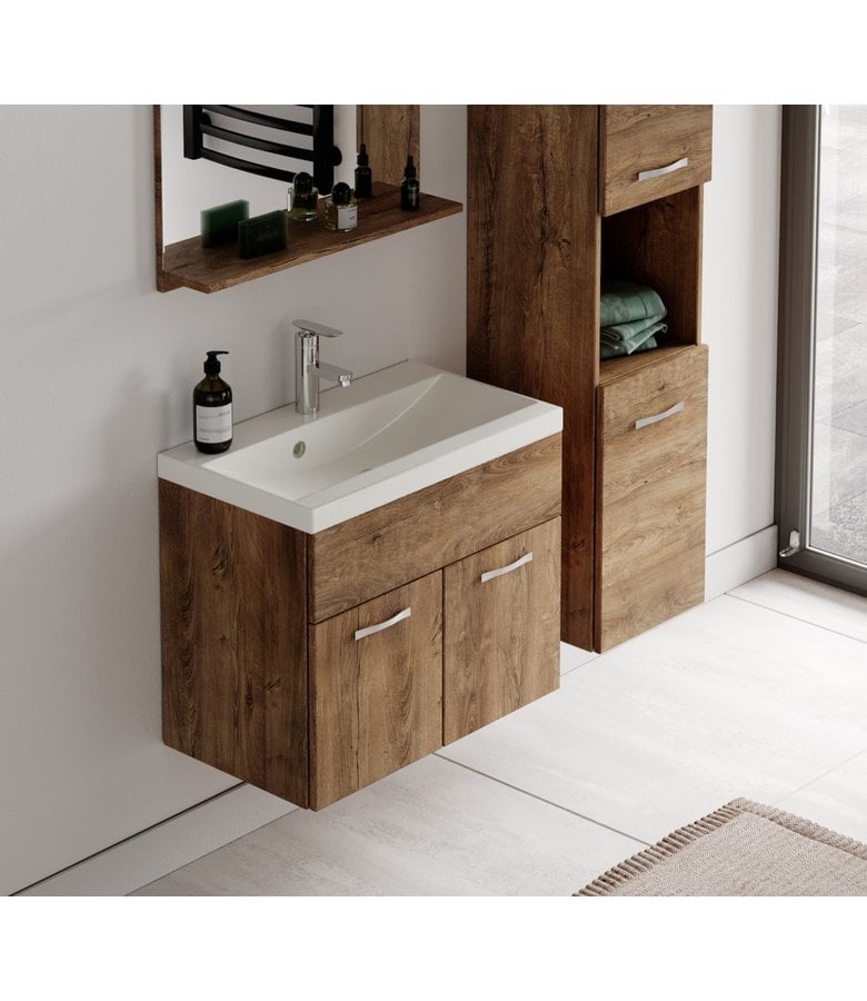 Badkamermeubel Montreal 60cm complete set - bruin eiken