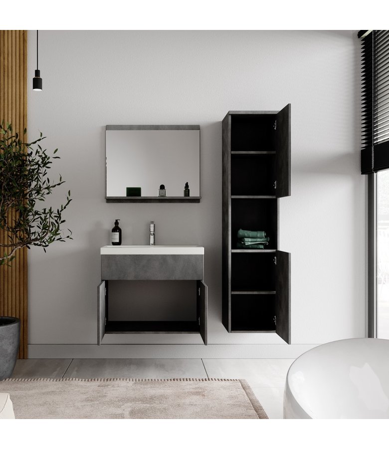Badkamermeubel Montreal 60cm complete set - donker grijs