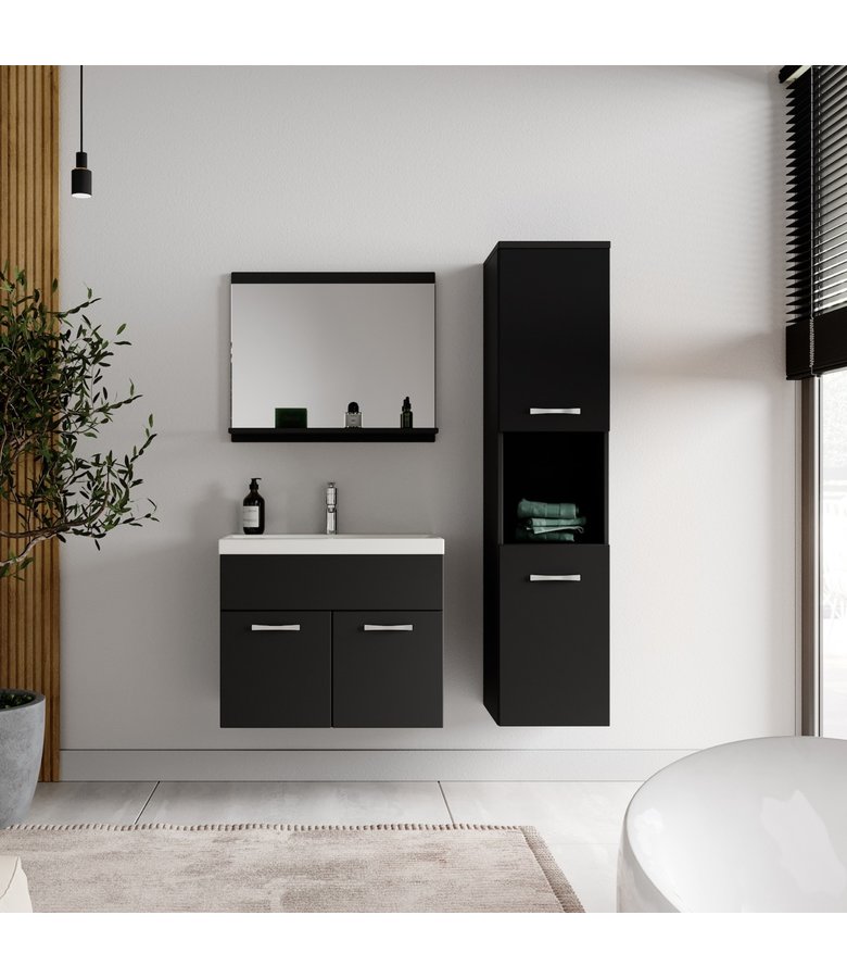 Badkamermeubel Montreal 60cm complete set - mat zwart