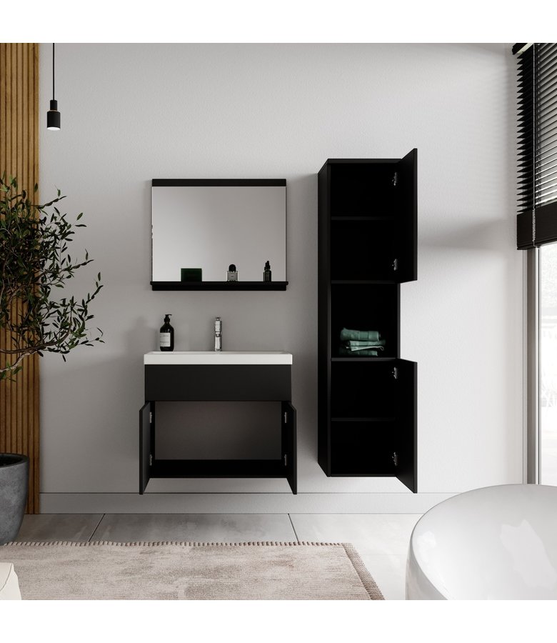 Badkamermeubel Montreal 60cm complete set - mat zwart