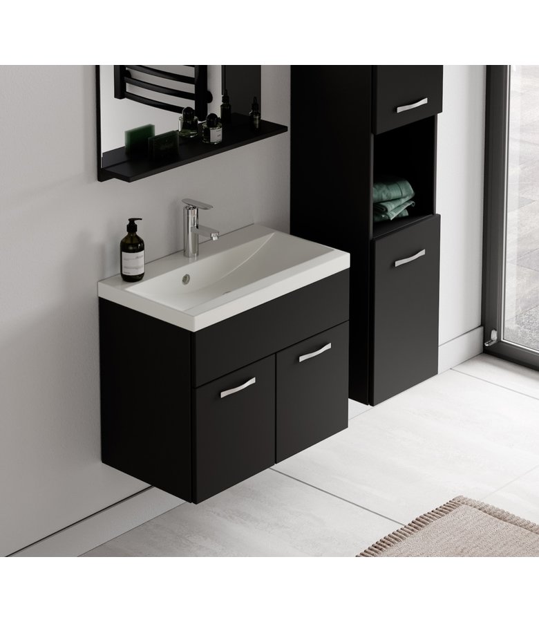 Badkamermeubel Montreal 60cm complete set - mat zwart