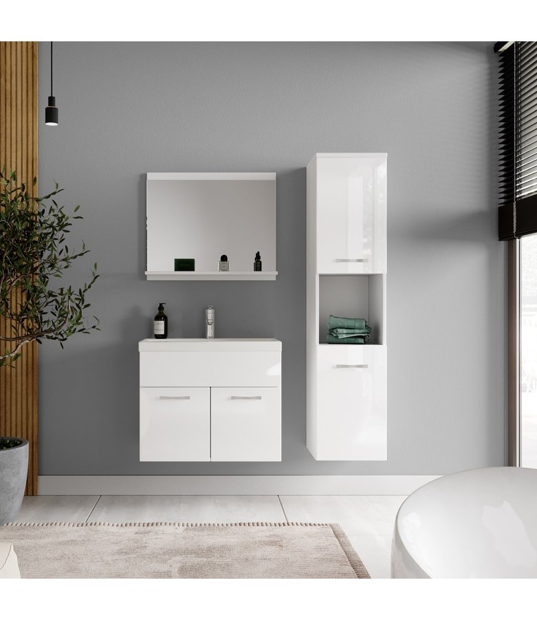 Badkamermeubel Montreal 60cm complete set - hoogglans wit