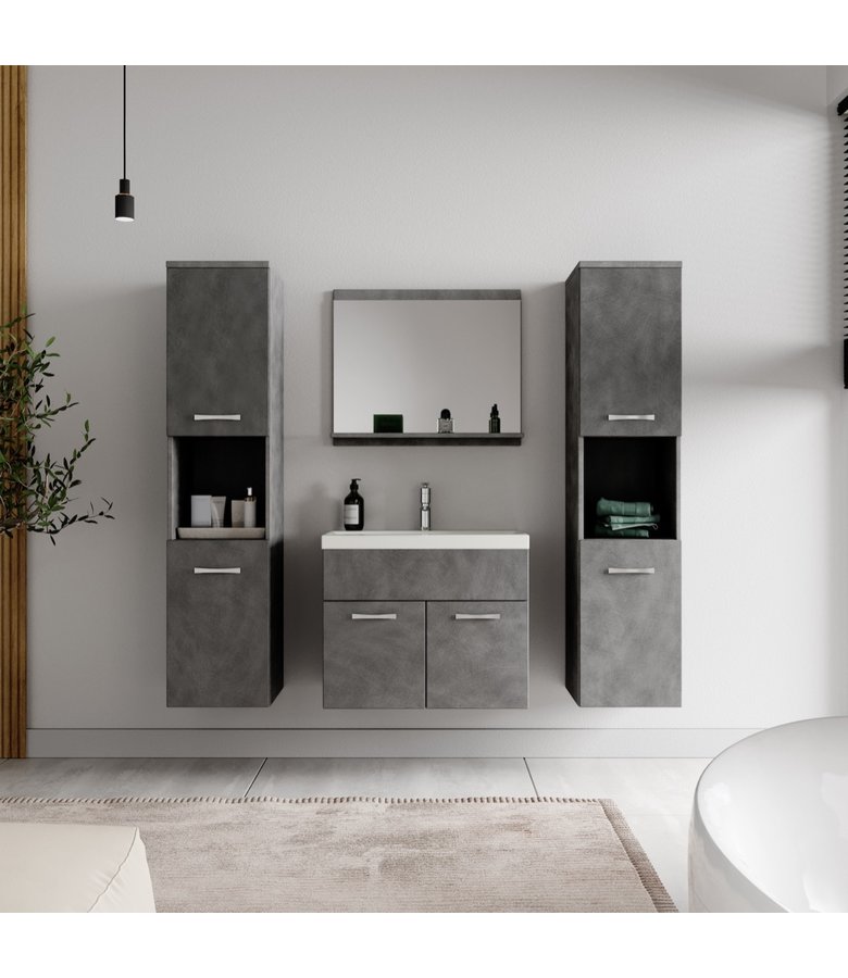 Badkamermeubel Montreal XL 60cm complete set - donker grijs