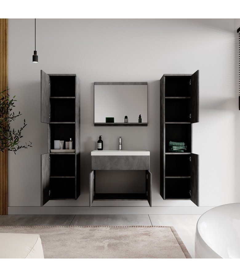 Badkamermeubel Montreal XL 60cm complete set - donker grijs
