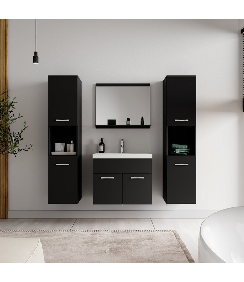 Badkamermeubel Montreal XL 60cm complete set - mat zwart