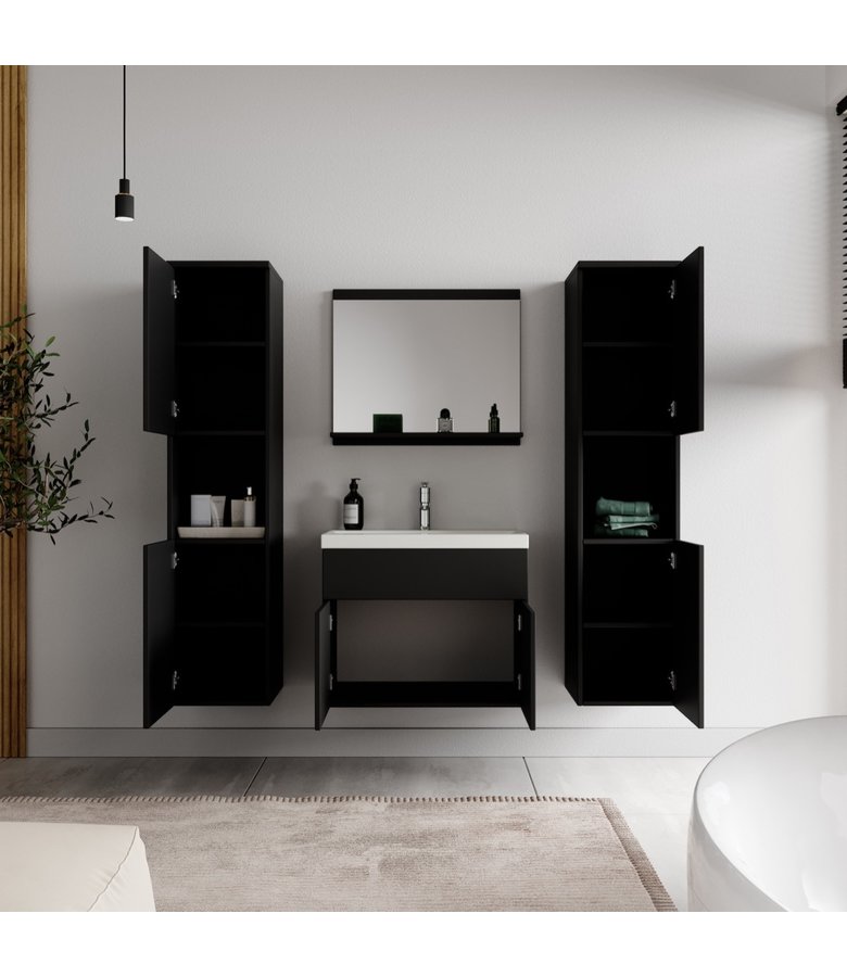 Badkamermeubel Montreal XL 60cm complete set - mat zwart