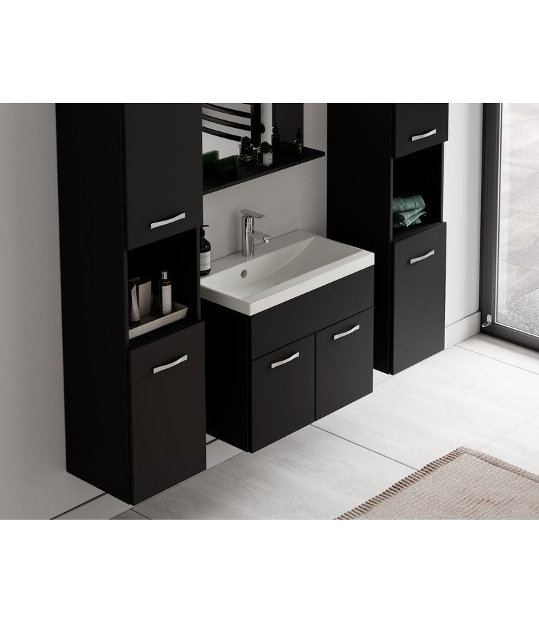 Badkamermeubel Montreal XL 60cm complete set - mat zwart