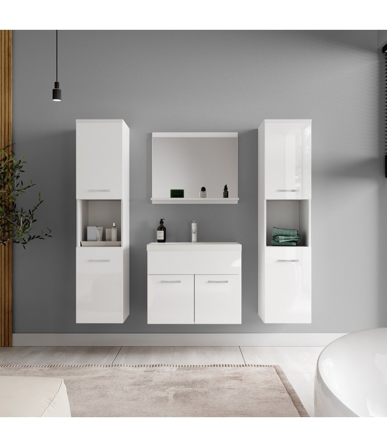 Badkamermeubel Montreal XL 60cm complete set - hoogglans wit